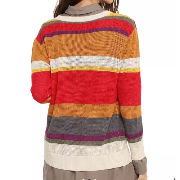 Hot Topic Doctor Who Forth Colorful Striped Cardigan Sweater knit  Button Front - Picture 2 of 12